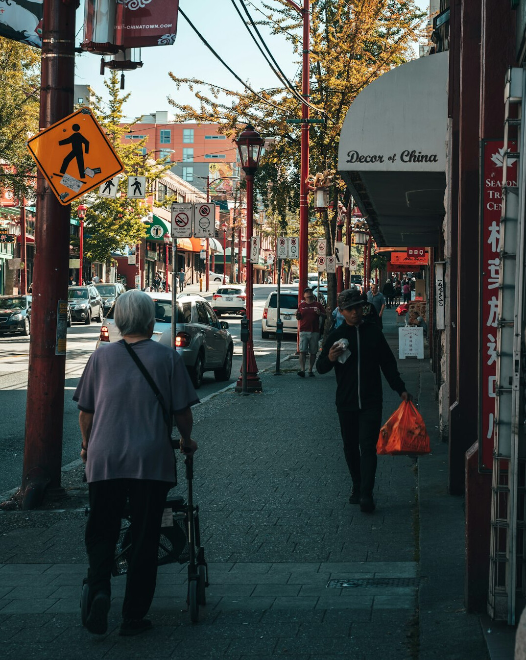 Historic street in Vancouver's Chinatown with red lanterns and heritage buildings